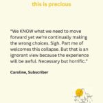 Sarah Wilson Instagram - This episode with Meg Wheatley has ignited the most wonderful conversation on my @substackinc with people who (like you?) are tired of all the infighting, false hope and sad principles for living that seems to be going on in Meta forums. I have never seen anything like it. Come join us. Link in bio and stories.