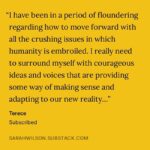 Sarah Wilson Instagram - Celebrating the kind crew over at my Substack! 🌟 We arrive together with the same ache for a better, kinder way to understand the world. If you’d like to join us, I’m giving 30% off on all subscriptions—annual and monthly! ✨ Offer ends Jan 15, but the discount is for life! Link to subscribe in bio and stories ✌🏼🌎