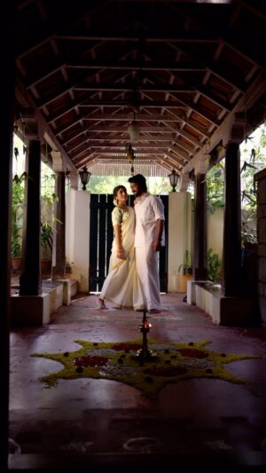 Saras Menon Instagram - Happy Onam🌸✨

Song sung and composed by - @ranjithkg 🌺
Also composed and lyrics by - Dr Rekha 🌻
Performed by @sabharish_ramachandran @sarasmenon 🌸
Directed by @greysuit_0696 🌼

Hair and Styling - @blushbynamitha & Sonu 
Location courtesy - @indira.nair.7140 
@latha_menonomaniac