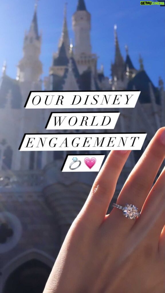 Sasha Clements Instagram - Let me tell you about about our engagement 😍 Yes, I know, we are slightly Disney obsessed. 7 years ago Corbin proposed at Walt Disney World and it was magical ✨ He planned for us to spend a few days at the park but said we needed to do some press beforehand. We went down to this roped off area in front of the castle that was set up for an interview. There was a crew waiting to mic us and they ran us through some of the questions they’d be asking like “What do you love most about the parks?” Etc. They wanted to take a few pictures of us first and had us stand in front of the castle. Then they handed Corbin a glass slipper to use as a “photo prop”. My cutie husband took the slipper and pretended to put it on me (solid getting down on one knee maneuver👌🏼). Inside the slipper was the most beautiful ring that took my breath away. Maybe one day I’ll share the entire video of his voice shaking as he asked me and me not know what to do with my hands 😂 After I said “yes” the fireworks went off. He planned it down to the freaking minute (in true Corbin fashion). THEN he pointed up at the castle and said “That’s where we’re staying tonight”. I blubbered something back like “we…we ARE😭” So we stayed in the castle that night and my inner child was on cloud 9! We explored every part of our room in sleepy, giddy excitement. Looked out the window at the empty park knowing we were the only ones there. It was just perfect 💗 I watch this video and can’t believe how young we were. We still had so much to learn but knew in our hearts that we wanted to go on this journey together😌 The work he put in to make the entire experience perfect still blows me away and I’m so so grateful to have this memory! 💗💗💗💗