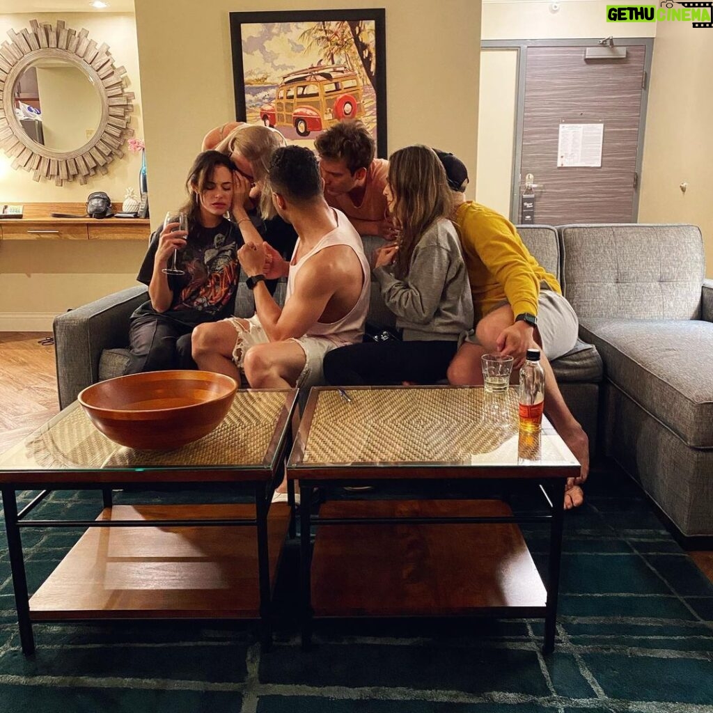 Sasha Clements Instagram - That slow sus look at the end🤣 Of course we had game night in Hawaii. We’re playing Empire which is a game our awesome director @maclainnelson made up and we all need to convince him to patent and sell it so no one steals the idea because it’s SO FUN. Honolulu - Waikiki Beach -