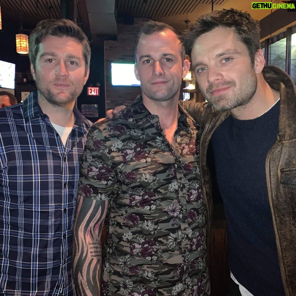 Sebastian Stan Instagram - Just wanna take a moment to thank these heroes for coming to support our film @tlfmfilm Saturday. These men have seen more then I could ever imagine. Their stories shook and humbled me to the core. We are privileged and very lucky to have been blessed by such furiously courageous souls. It was an honor to stand next to them on Saturday and I have nothing but the utmost respect for their hard work and dedication. In order of the photos... 1)York Kleinhandler, Chief Army National Guard Special Forces Warrant Officer and former US Marshal 2)Jack Eubanks, US Marine Corps 3)Everett Weston, US Army, President and founder of Operation Heal Our Heroes 4)Sal Taylor, NYPD, President of the NYPD Marine Corps Association 5)Mike Hyland, FDNY, Gary Sinise Foundation 6)Mike Brown, veteran and doctor, (brother was a Vietnam veteran and highly-decorated FDNY Captain Patrick Brown who perished on 9/11. Mike was also FDNY present at 9/11) and Paul Cotilo, Vietnam veteran. 7)Danny Prince, FDNY and US Navy veteran, Gary Sinise Foundation 8) Group photo (all Navy): Shane Crowell, Jeff Aldridge, Steve Keeler, Mark Dimayuga. 9) US Army Sergeant Brian Shaw and USAF Senior Airman Matt Burda. Brian did two tours in Iraq. Matt did one tour in Iraq and one in Afghanistan. SPECIAL THANKS TO: Donna and Laura, Tenth and Pike Shop and Rob and Joe owners of #GreenwichTavern in TriBeCa for hosting us for the day. AND LASTLY... My friend 10) @mdceleste THANK YOU for everything that you do. None of this would have been possible without you. Your unwavering passion and 150% commitment to everything that you do, blows me away. I’m thankful we’ve met and for the great example that you are in my life. 🙏🏻🙏🏻🙏🏻