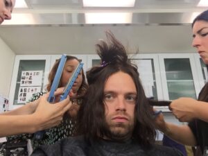 Sebastian Stan Instagram - Happy Birthday old guy! We been through some interesting fights. And hairstyles.
#CaptainAmericaCivilWar @aarontoney @samhargrave