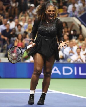 Serena Williams Instagram - I worked with the @nike design team on my final tournament look that would keep me feeling comfortable and confident ✨ My custom NikeCourt Flare 2s are just brilliant 💎 With diamond-encrusted swooshes and @serenawilliamsjewelry deubrés on the laces that read “mama” and “queen”. Paired with an embellished bodice and tutu skirt inspired by the night sky above center court in Flushing, NY.