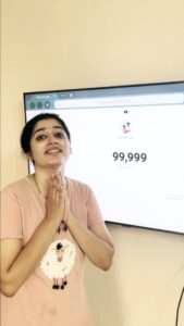 Shambhavy gurumoorthy Instagram - Thank you so much to our YouTube family for 1 lakh subscribers!!!! ❤️❤️ here we attained a first milestone with all your love !!!! thanking each and everyone who supported /supporting in every way possible 🤗❤️ With lots of love , Sam & Prasi ❤️