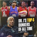 Shaquille O'Neal Instagram - Dr. J shares his top dunkers of All-Time! Who’s on your list?! Tap into @thebigpodwithshaq for more from the latest episode!