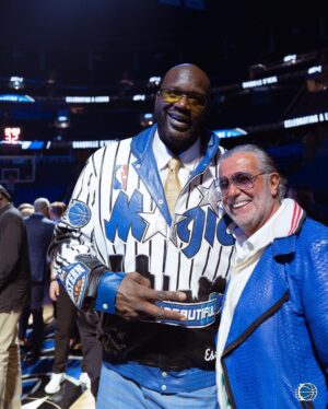Shaquille O'Neal Instagram - one of one 

details of @shaq’s one-of-a-kind Orlando Magic jacket designed by @jeffhamilton 🪄