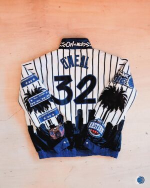 Shaquille O'Neal Instagram - one of one 

details of @shaq’s one-of-a-kind Orlando Magic jacket designed by @jeffhamilton 🪄