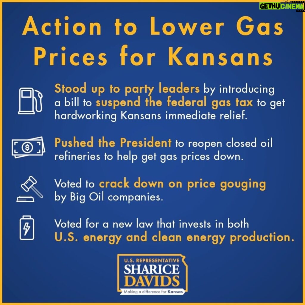 Sharice Davids Instagram - I’ve consistently pushed for solutions to get gas prices down – including by standing up to my own party. Visit davids.house.gov/lowercosts to find cheaper gas stations and other resources for you and your family.