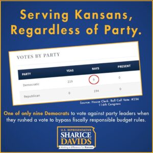 Sharice Davids Instagram - It’s important to stand up when I disagree with my own party. New programs must be paid for – with spending cuts in other areas, or revenue.