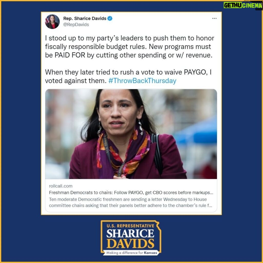 Sharice Davids Instagram - It’s important to stand up when I disagree with my own party. I'm committed to fighting corruption and extremism across the political spectrum so we can deliver results for hardworking Kansans. #throwbackthursday