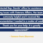 Sharice Davids Instagram - My office was happy to help Tamara with her VA issue! If you or someone you know in #KS03 needs assistance, my office is here to be your bridge to the federal government. Give us a call!