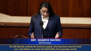 Sharice Davids Instagram - Congress should be honest with the American people. But isn’t that the bare minimum?

Today, I offered the official motion to halt a vote on a bill that would divert funds meant for food & childcare to harmful facilities that purposely deceive folks seeking reproductive health care.