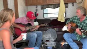 Shaun Johnston Instagram - Trailer Session!!! Me ‘n’ Amber ‘n’ Mike Weder. Mike wheels a big rig in the transpo dept when he’s not rippin’ the strings off a guitar, that is. Sj. #hlinprod #coversong #youaintgoinnowhere