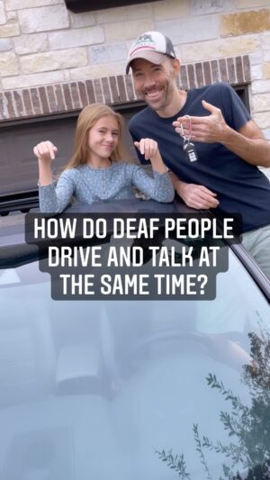Shaylee Mansfield Instagram - True story! How do Deaf people drive and talk at the same time?!? You wouldn’t believe your eyes on how many ways there are! Join my dad and I on a ride that will either thrill or scare you. 😬😱But for us Deaf people, it’s perfectly normal.

And guess what? Deaf people statistically are the better drivers. 🙌

#signlanguage #americansignlanguage #deafcommunity #drivinglessons #safetravels