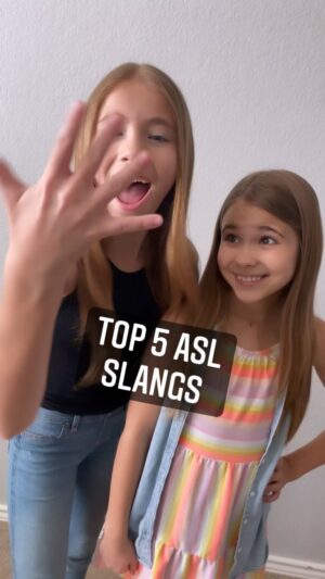 Shaylee Mansfield Instagram - In every language, there are slangs… guess what?!? Deaf people have their own slangs they use in their lives. Here are our top five favorite ASL slangs! 💋🔥🤟😳🤔✨

1) Vee-Vee: Very interesting or nice to know
2) Kiss-Fist: To love something, but not in a romantic way
2) True-Biz: for real, seriously
4) Champ: the best or the best of the best
5) Pei-Pei: So good, talented, and in some cases, I’m better!

Which one is your favorite ASL slang?