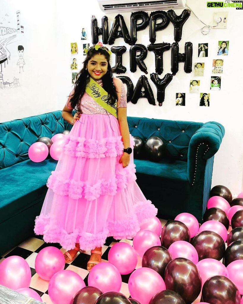 Sherin Thara Instagram - I am blessed to have so many great things in my life-family,friends & god.#grateful Beautiful pink grand gown customised by @rehradesignstudio @rehrakidscouture I loved this dress so much becoz of comfort ,fit perfect & beautiful unique design. Always My favourite shop & I bought dresses always specially my own day my birthday special ❤ Kindly check out their page❤ One of the best surprise I ‘ve ever received ❤ @namma_veetu_festival I am totally impressed ❤ #babysherin #babymayu #mayu #baakyalakshmi #vijaytelevision #vijaytv #birthday #happy #celebration #instadaily #instagood #instamood #insta