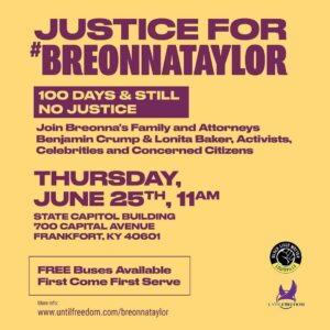 Sia Instagram - What are you doing to show up for #BreonnaTaylor? 
How are you showing up for #BreonnaTaylor?? It’s been 100 DAYS and still no justice! 
TODAY in solidarity with the @untilfreedom rally for Breonna Taylor in Kentucky we 
DEMAND that @DanieljayCameron charge and arrest Jonathan Mattingly, Brett 
Hankison, Myles Cosgrove and Joshua Jaynes.
We also demand that state representatives Joni Jenkins and senator Morgan McGarvey 
present a statewide ban on No-Knock Warrants.
Share this!! Make and post your own videos and email these people relentlessly. 
Sending love and gratitude for everyone who refuses to be silent until there is 
#JusticeForBreonnaTaylor #SayHerName