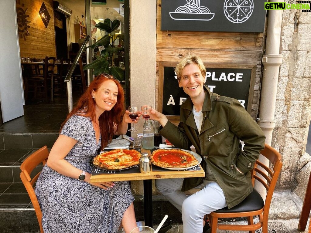 Sierra Boggess Instagram - // Happy Anniversary to my beautiful, funny, charming wife 💍. Our Favorite Secret Restaurant in France 🇫🇷 ♥️// Nice, Côte d'Azur, France