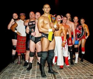 Simon Musk Instagram - Throwback Thursday: From early 2010, this was taken at an All-Star Wrestling show in Birkenhead. The story behind it is Brian Dixon had seen the Royal Rumble 2010 poster and wanted to do something similar. It took FOREVER to get this photo done because Brian was insistent on having it a certain way. So long in fact, the show started and the wrestlers in the first match were still being told to switch positions to try and get the photo perfect 😂

From left to right: Colossus Kennedy, Drew McDonald, American Avalanche, Ronnie Dynamite, Rampage Brown, myself, Dean Allmark, Robbie Brookside, James Mason, Nathan Cruz.

#wwe #nxtuk #throwbackthursday #wrestling #allstar #photography #royalrumble #ligero #colossus #drewmcdonald #dynamite #rampage #deanallmark #brookside #jamesmason #nathancruz #avalanche