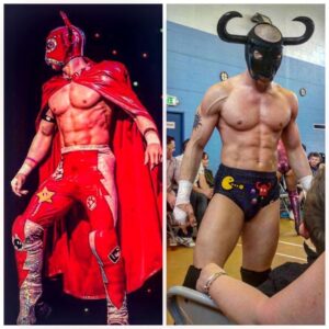 Simon Musk Instagram - Throwback Thursday: 2 of my favourite pairs of gear I’ve worn. Being a huge video game fan, I loved how well these Super Mario and Pac-Man attires came off! 🕹 
#wwe #ligero #nxtuk #nxt #wrestling #throwbackthursday #tbt #videogames #supermario #pacman #professionalathlete
