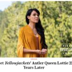Simone Kessell Instagram - ‘Please join us, all welcome’ 🙏🏽 Thanks @vanityfair #lottiematthews #yellowjackets @shoyellowjackets #vanityfair #antlerqueen