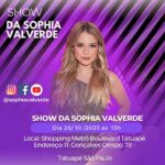 Sophia Valverde Instagram – Nesse sábado agora, dia 28 de Outubro, a partir das 13h, vou estar no Shopping Metro Boulevard Tatuapé, para fazer um show pra vcs 💜

Quero ver São Paulo todinha lá 🎉

Espero vcs 🥰

#show #SophiaValverde #tatuape #shopping Shopping Metrô Boulevard Tatuapé