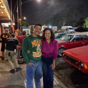 Stacey Leilua Instagram - Sharing this behind the scenes photo with you in honour of Mother’s Day! With one of my wonderful pretend sons the amazing Mr @bradleyconstant on the set of #YoungRock - a snowy Pennsylvania winter which was actually a very balmy Queensland Summer. Gorgeous. Happy Mother’s Day to all the Mamas out there, from another Mama here - I hope you take some time today to reflect on the journey and remember how amazing you are 💕