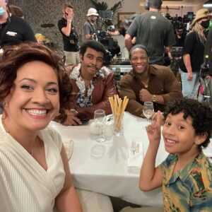 Stacey Leilua Instagram - A little BTS of one of my favourite scenes from Ep201 “Unprecedented Fatherhood” - @adriangroulx flipping that table like a boss!! 😂 it’s not often I get to be up close and personal with the stunts so this day was fun ☺️😮 Shoutout to our awesome #YoungRock stunt team, very cool 💪🏽❤️ oh and also shoutout to @officialjosephleeanderson and @theofficialantuonetorbert for avoiding eating the bread sticks like the champs they are 😂 This one’s for you guys👌🏽 #soulpatrol #tilapia 
Episode 1 will be available on @peacocktv today and NZ audiences can catch it from tomorrow on @neon_nz ❤️ enjoy!