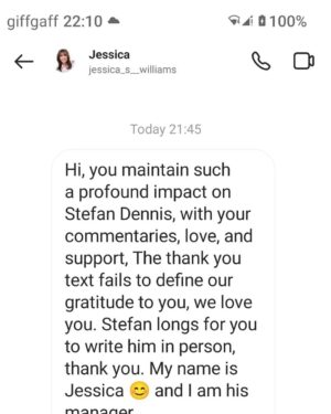 Stefan Dennis Instagram - Hi Everyone. Just to let you know this person is a fake. She is NOT my manager and has nothing to do with me or Neighbours. DO NOT respond as it is a scam. Cheers! Stefan