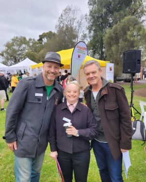 Stefan Dennis Instagram - Had the pleasure of co-hosting Step Up for @downsyndromevic with #katherine.mansour today. What a brilliant turn out considering the weather. Such lovely people to work with. Thank you.