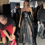 Stella Maxwell Instagram - @luisdejavier Thank you for having me close your show, such fun creative energy im so proud of you! Looking forward to watching your career blossom 🖤 Special thank you to @riccardotisci17 for mentoring and uplifting inspiring new designers and working on this collection together, all my love🖤