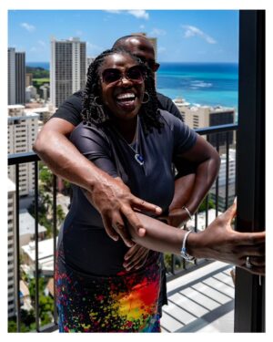 Stephen Hill Instagram - "The One-Heart Way"

She was shook! But Sensei Kenny had her back. She also hopped off the Lanai immediately after this photo op. Fam since the days of Isshinryu Karate. We go waaaaaay back. Harlem in Honolulu.

#stephenhillphotos
#hawaiilife🌺 #lanai #joy #leicaphoto #isshinryukarate #theoneheartway #harlem