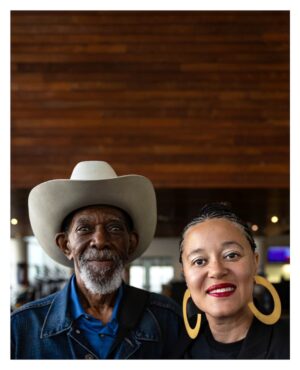 Stephen Hill Instagram - Deep Breath

Breathe writer/director @jamieburtonoare of @jomajafilms with one of her many proud family members who showed up for our premiere screening. Uncle Paul Haire.

Prior to our film block, I saw a beautiful film called Mosiah about Marcus Garvey. After that screening, I noticed Unc in his hat, in a sea of Garveyites proudly clad in Red Black and Green. I was able to meet him and share in the making of this photograph shortly after. 

Unc told me he inherited the hats of Grandaddy Eugene Henderson Burton, affectionately known as Doc. He said he switched his style up and started rocking the denim and cowboy boots to go with it. Now, he's purchased a few more cowboy hats to go with the collection. We chuckled when I told him he had on what they call a Canadian suit/tuxedo. It was great to have him there and see how proud he is of Jamie.

Looking at this photo, I could talk all day about their beautiful brown faces anchoring and complimenting the mahogany wood backdrop or the balance between the weight of his hat and her earrings. But I find myself thinking of the etymology of the word Cowboy. It is said that black cow-HANDS were first derogatorily called cow-BOYS, and the name stuck. I'm also thinking I want to go riding. But most importantly, I'm thinking of how long after we stop breathing, even a single item endowed or imbued with our essence can connect, heal, and inspire those we leave behind for generations to come. We all live and breathe our allotment of that first breath. "The LORD God formed the man of dust from the ground and breathed into his nostrils the breath of life, and the man became a living creature” (Genesis 2:7) We breathe for those that no longer can. 

Aloha (Alo=face, Ha=breath)

Now take a deep breath and give thanks to all that breathes life into you.

✊🏿❤️🙏🏿

#stephenhillphotos #leicaphoto #breathefilm #ericgarner
#icanbreathe @detblackfilmfest #genesis27