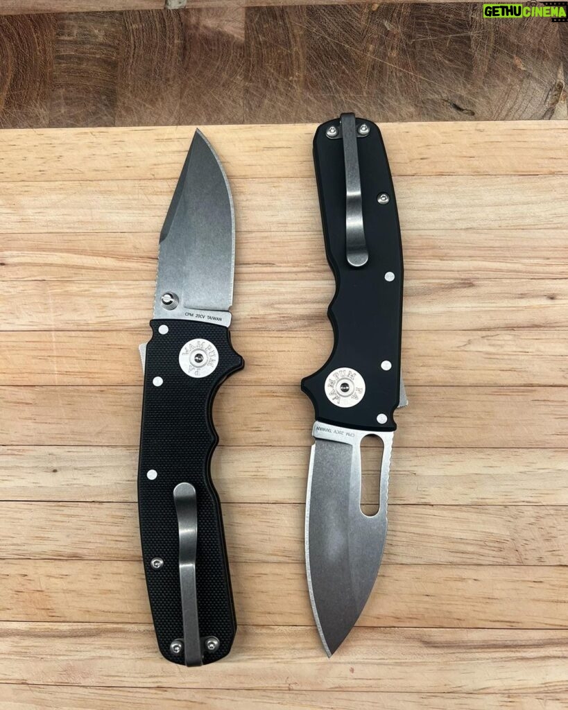 Steve Austin Instagram - 🔊⬆️ My two new favorite EDC’s from @demkoknives. Shark Cubs in Aluminum and Black G10. Lightweight and very sharp. #knife #knives #pocketknife #demkoknives #alwayscarryapocketknife Motley Crue Looks That Kill