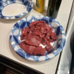 Steve Austin Instagram – Sliced mule deer tenderloin in thin cuts. Sautéed onions in olive oil. Then sautéed tenderloin with garlic and and a pat of butter and mixed them together and seasoned with salt and pepper. 
Fucking delicious. 
Moolah on the ready for clean up…
#venison #muledeer #deer 
#chef #usa #america #wildgame 
@nevadahuntingservices 
@carsonvalleymeats 
#silverlab