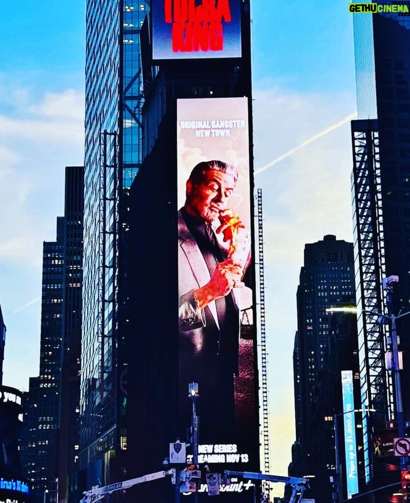 Sylvester Stallone Instagram - Thank you Paramount plus for this amazing poster in Times Square, New York. What is ironic it’s about four blocks from where I was born. Only took 76 years to get here! Lol, keep punching.