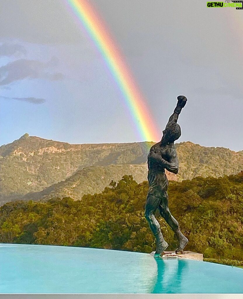 Sylvester Stallone Instagram - A real rainbow in Los Angeles over Rocky. Very Symbolic. Keep punching.