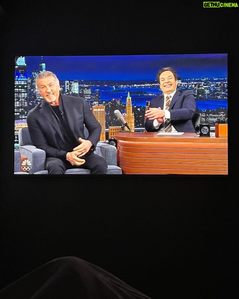 Sylvester Stallone Instagram - Last night on Jimmy Fallon, who in my estimation, is the best in the business! Keep punching!