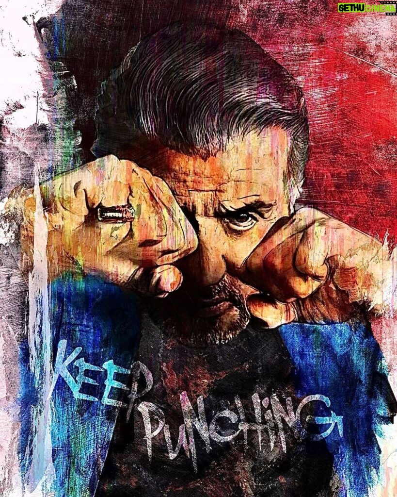 Sylvester Stallone Instagram - BELIEVE ME ,IT NEVER GETS EASY! . Quite often life can deliver some severe punishment, emotional body punches , but it’s never over as long as you… Well, I guess the painting says it all -KEEP PUNCHING! …. beautifully painted by my friend @john_rivoli check out his site he paints Rocky better than anyone!