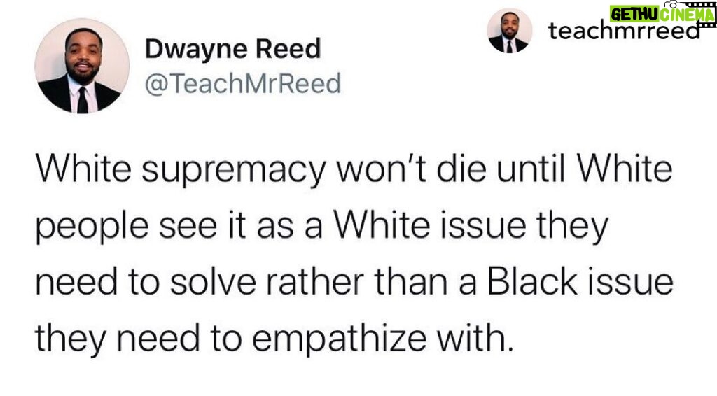 Tamzin Merchant Instagram - He puts it so succinctly and so clearly. White people created white supremacy: White people need to do the urgent work of dismantling white supremacy. Posted @withregram • @teachmrreed Y’all need to do this work.
