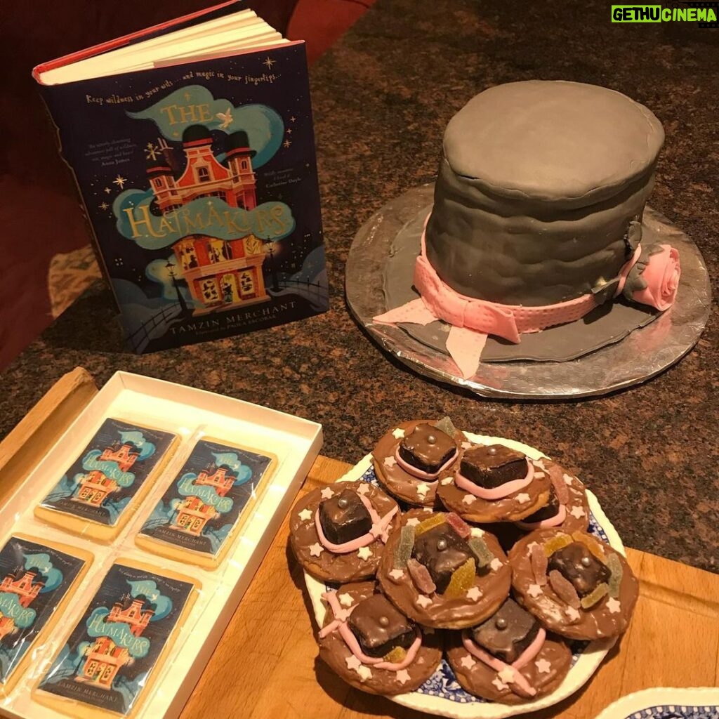 Tamzin Merchant Instagram - I still haven’t really processed that The Hatmakers is out there in the world now! And I definitely haven’t quite snapped back to reality (what even IS reality any more?!) Here are some pics from publication week, featuring a magical hat-cake and Hat-biscuits made by my mum, a small mountain of books at @goldsborobooks and a delightfully fun evening with @thegavgav ✨🎩✨ Thank you SO MUCH to everyone who made The Hatmakers book birthday so special: thank you for your beautiful messages and videos of love and support (Sorry if I haven’t got back to you yet! I am floating on a bit of a cloud at the moment and the phone signal on this cloud is sporadic - also I’m perennially disorganized... finally being a published author definitely hasn’t changed me 😂) Thank you especially to everyone who has read the book and sent such lovely messages (and written such kind and generous reviews). I am so immensely grateful for you, and glad that my story that started as a dream is finally a real live book. It’s as much yours as mine now. Thank you for making it feel so welcome in the world 😘 xxx