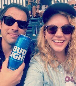Tamzin Merchant Instagram - A whirlwind few days in New York with this one ❤️ 
Barney’s @mcenroefilm premiered at @tribeca and I am so proud of him for making such a compelling, entertaining and heart-led film ❤️ Cannot wait for y’all to see it!
I am also proud/impressed that he drank this entire enormous can of Bud Light, which was massively earned 🤓