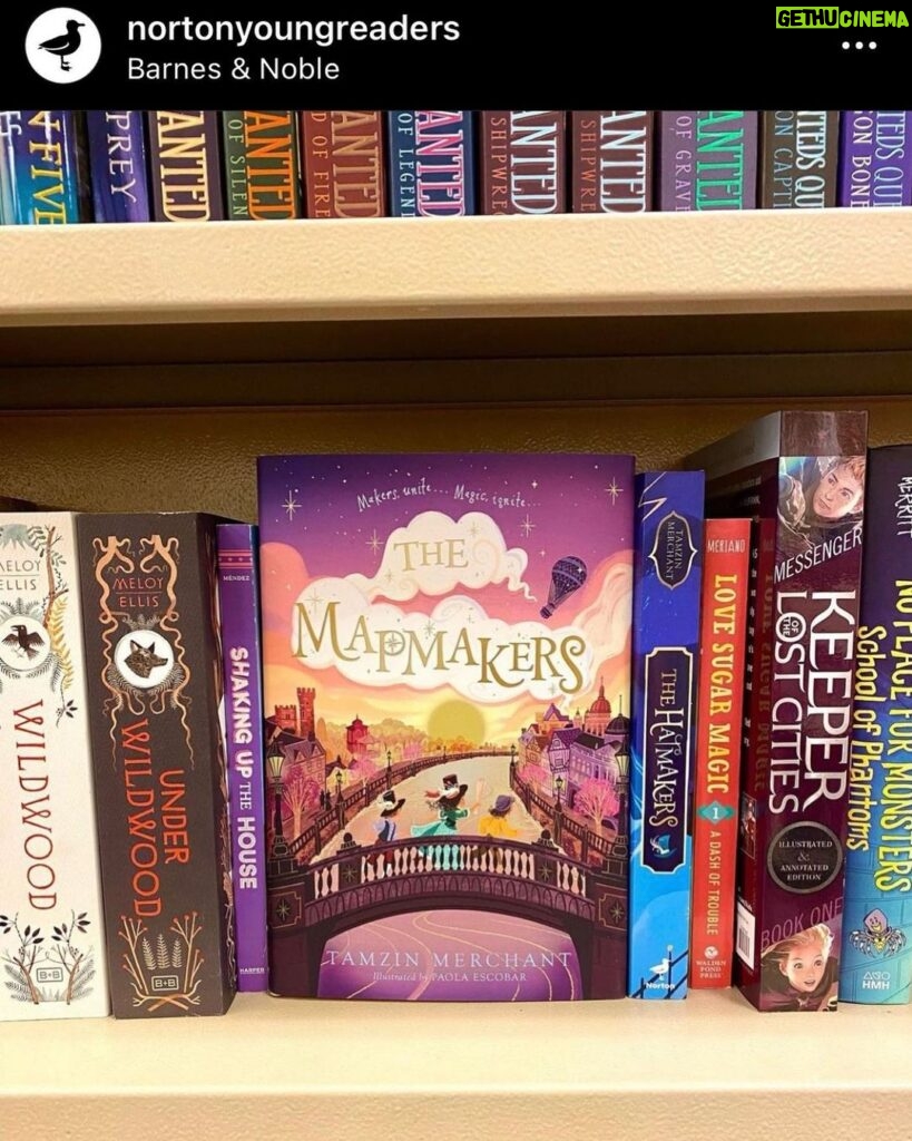 Tamzin Merchant Instagram - I’m so excited that #TheMapmakers is out now in America! ✨ Check it out on this bookshelf in @barnesandnoble next to #TheHatmakers 🥳🥳🥳