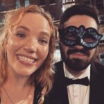 Tamzin Merchant Instagram - I was SO THRILLED to celebrate the brilliant authors of #TwinCrowns @cat_doyle0 and @kwebberwanders at the gorgeous Twin Crowns Ball! I was so excited to be there that I barely took any pictures, but here are the three I took! Can you also tell how thrilled I was to finally meet @gavgav7 too? It was a gorgeous evening celebrating an absolutely brilliant book - get yourself a copy of Twin Crowns, it is the best treat - as soon as I’d finished it I wished I could read it for the first time all over again! ✨👑👑✨xx