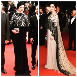 Taraneh Alidoosti Instagram - #cannes2016 , Taraneh Alidoosti wearing @negarnnemati 
Dresses tailored by: Galaxy, Tehran.

Accessories:
#degrisogono #baguettejewellery Clutch: @sormehdesign
