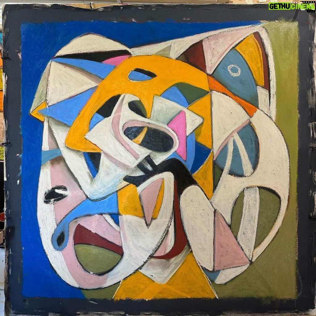 Tate Ellington Instagram - Finishing up. #wip #art #painting #oilpainting #originalart #abstract #abstractart