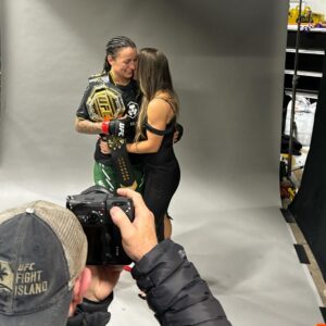 Tecia Pennington Instagram - Queen 👑 I want to be like you when I grow up 🏆🖤 #ProudWife #ProudFriend #ProudTeammate #TeamRocky #UFC297 #WorldChampion #RockNado