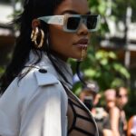Teyana Taylor Instagram - Thank you @sacaiofficial for having me 🖤 It was hot as hell outside but the Show was hella cold 💙🥶🥶🥶🥶🥶🥶💙 📸: @rickyfilmingstudios @zerbibrub @fabrisflorencia @sacaiofficial @claireguillon