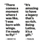 Thalía Instagram - Amiga, Como Tú No Hay Dos 😜✨ @iambeckyg. Sigamos creando y representando nuestra cultura juntas. ¡Arriba las latinas! Gracias @rollingstone #MusiciansOnMusicians. 🖤 Photographer @cheril_sanchez Senior Editor & Interview Moderator @julyssa_raquel Creative Director @Joe_Hutchinson Director of Photography & Deputy Creative Director @Emma.V.Reeves Head of Video/Executive Producer/Director @kimberlyaleah Co-Executive Producer @tara__catherine Associate Producer @veesass Video Director of Photography @lauren.mendoza Camera Operator: Delisa Shannon @delisamarie_ Camera Operator: Ilana Woldenberg @ilanawoldenberg Director of Social Media @waiss_aramesh UX Editor @nthompson89 Senior Visuals Editor @photoeditorjoe Stylist @emmaoleck Tailor @estevanvp x @blueprintproductionnyc Becky G Hair @daniellepriano at @kalpana_nyc Becky G Makeup @kilprity at @theonly.agency Thalia Hair @jennifermatoshair Gaffer @simplyjessp Sound Mixer @tara__catherine Interview Editor @continudity BTS Editor @aden.png Photography Assistance @chadhilliard Styling Assistance @marligiedt Recording Studio Location @powerstationatberkleenyc FASHION CREDITS Rings: @swarovski @alexisbittar.